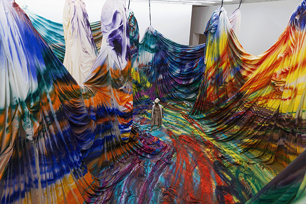 Installation view of Katharina Grosse, Is It You? Baltimore Museum of Art. Image: Mitro Hood / Baltimore Museum of Art, Artwork: © DACS 2022